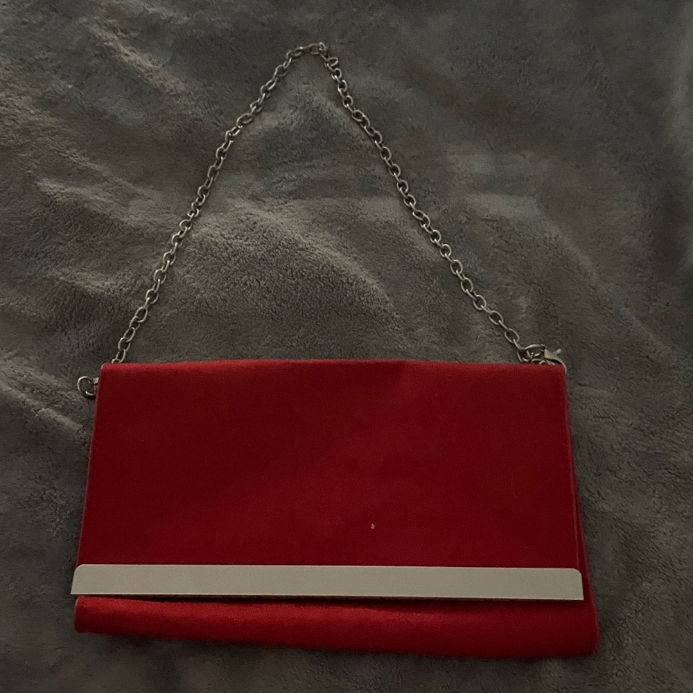 Steve Madden Red Clutch with Silver Chain